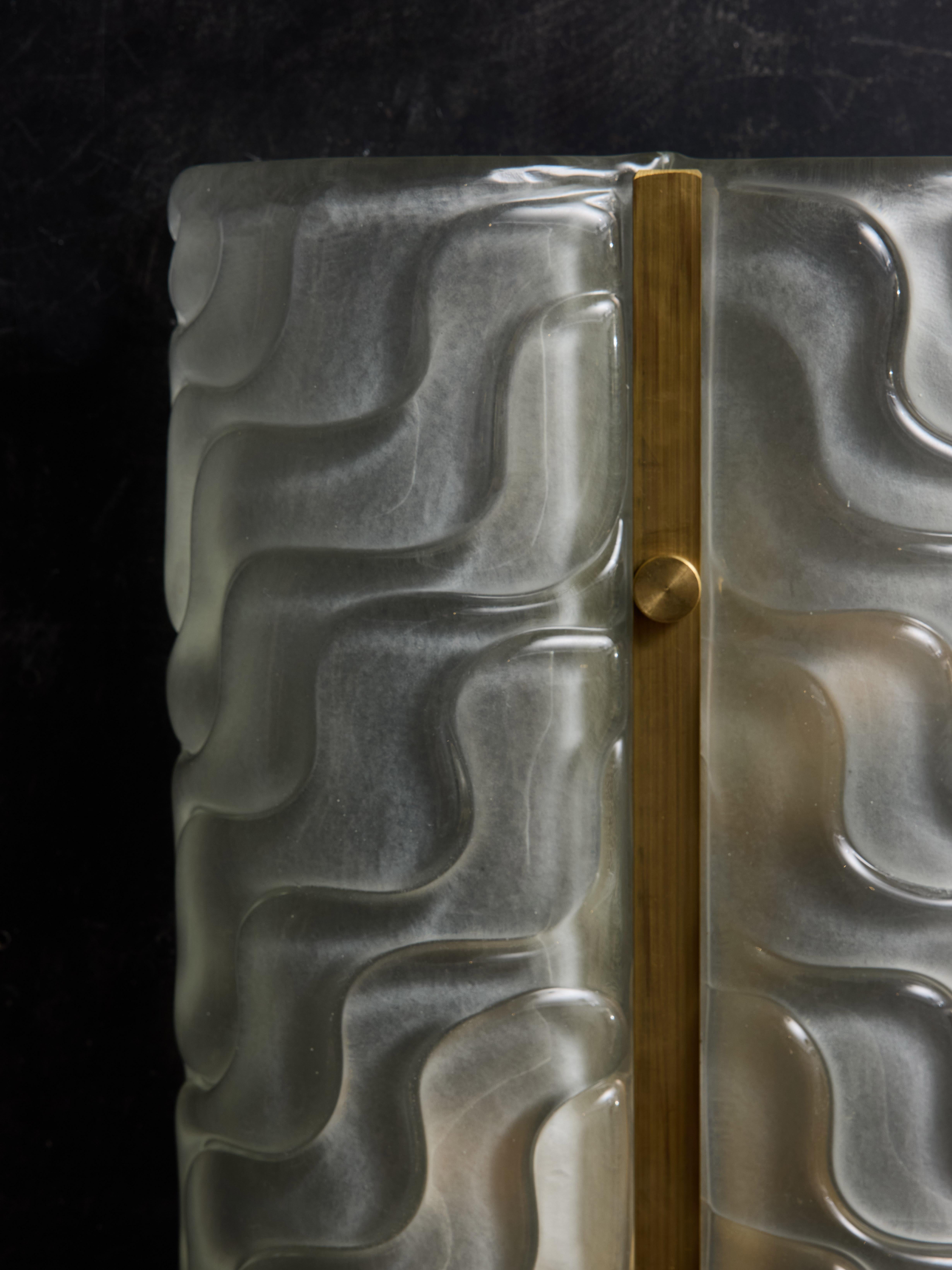 Murano Glass Wall Sconces with Brass Rod Detail For Sale 1