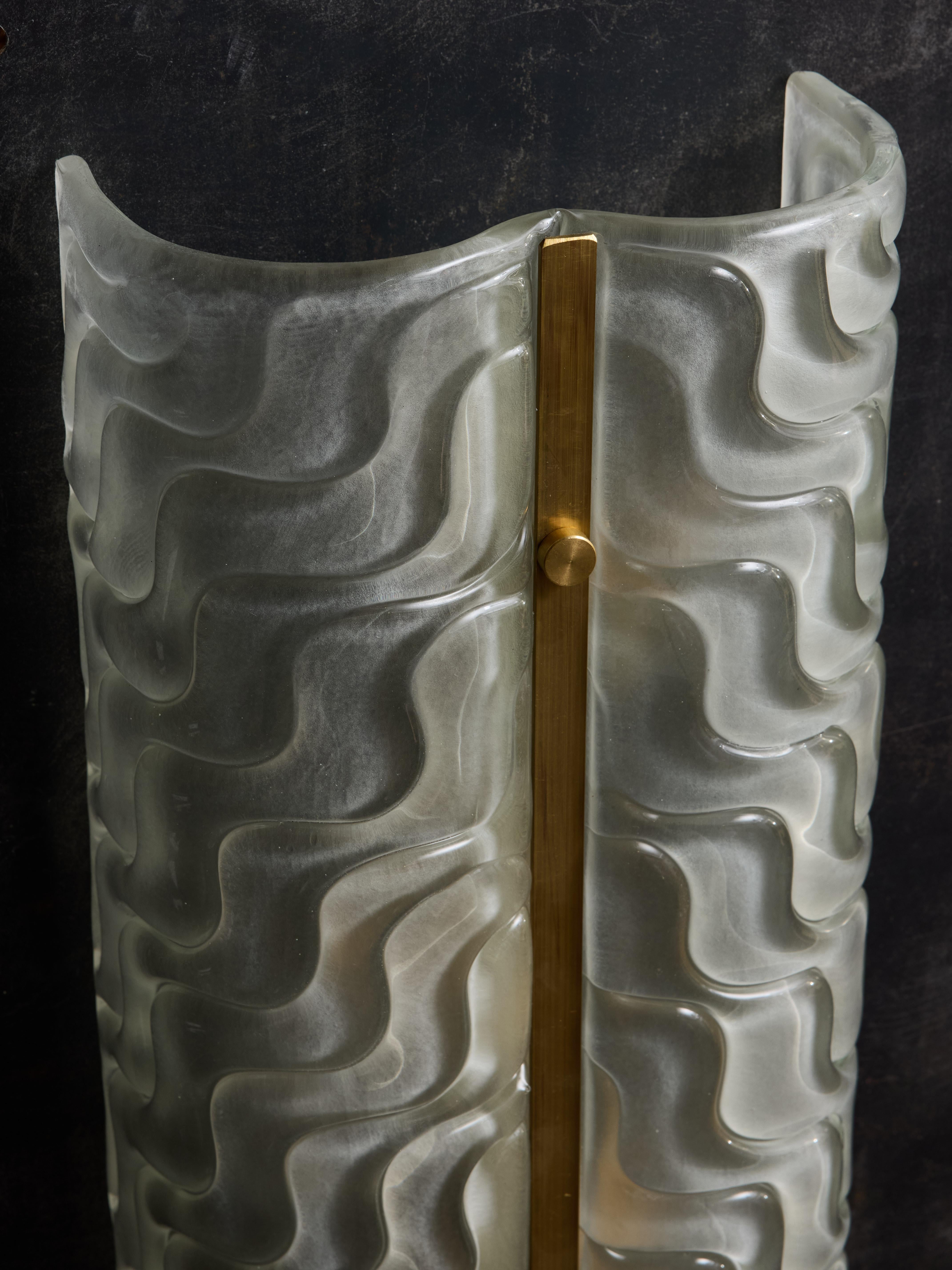 Murano Glass Wall Sconces with Brass Rod Detail For Sale 2