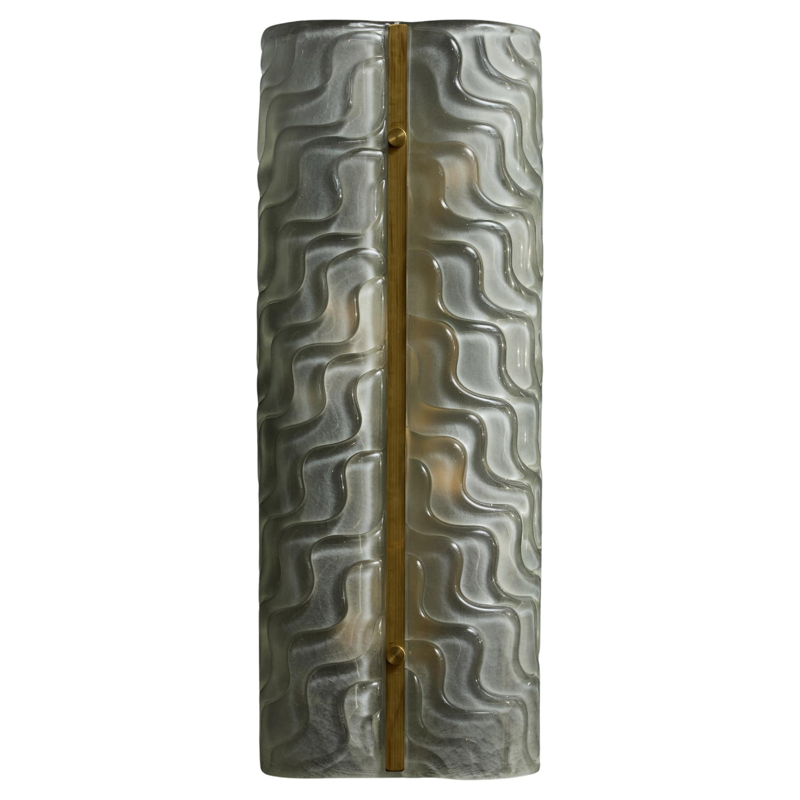 Murano Glass Wall Sconces with Brass Rod Detail