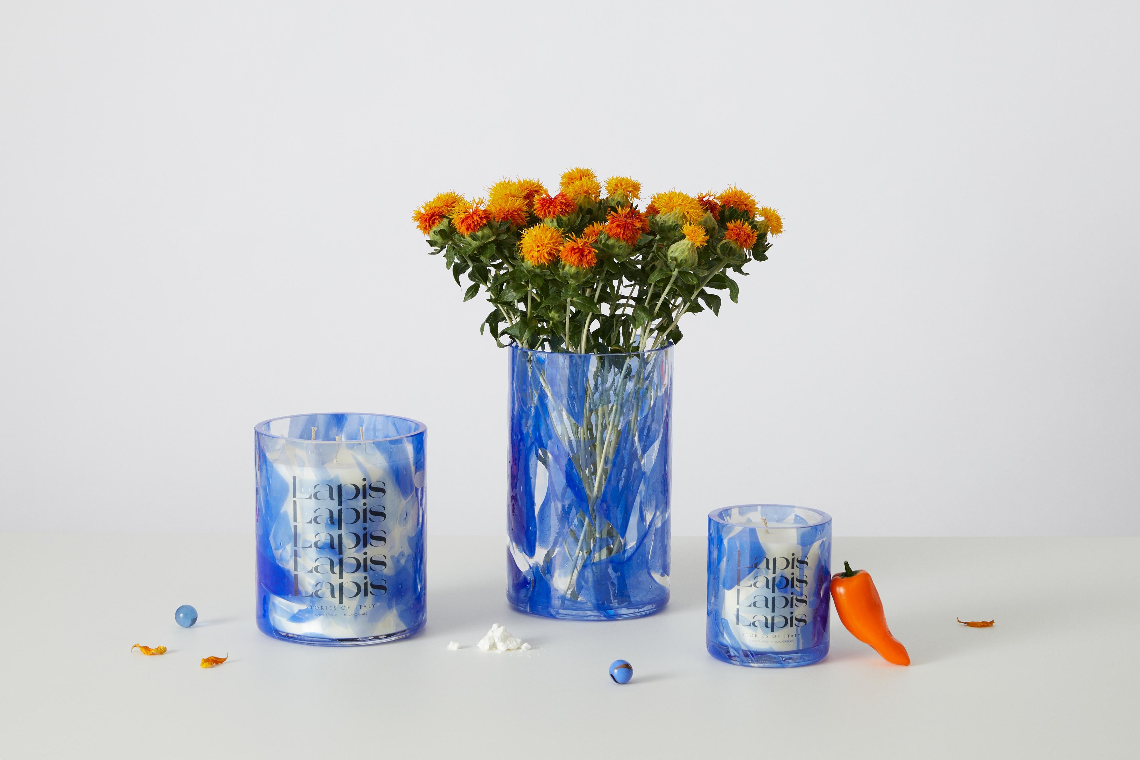Vela de Lapislázuli Acuarela de Cristal de Murano by Stories Of Italy Hecho a mano en venta