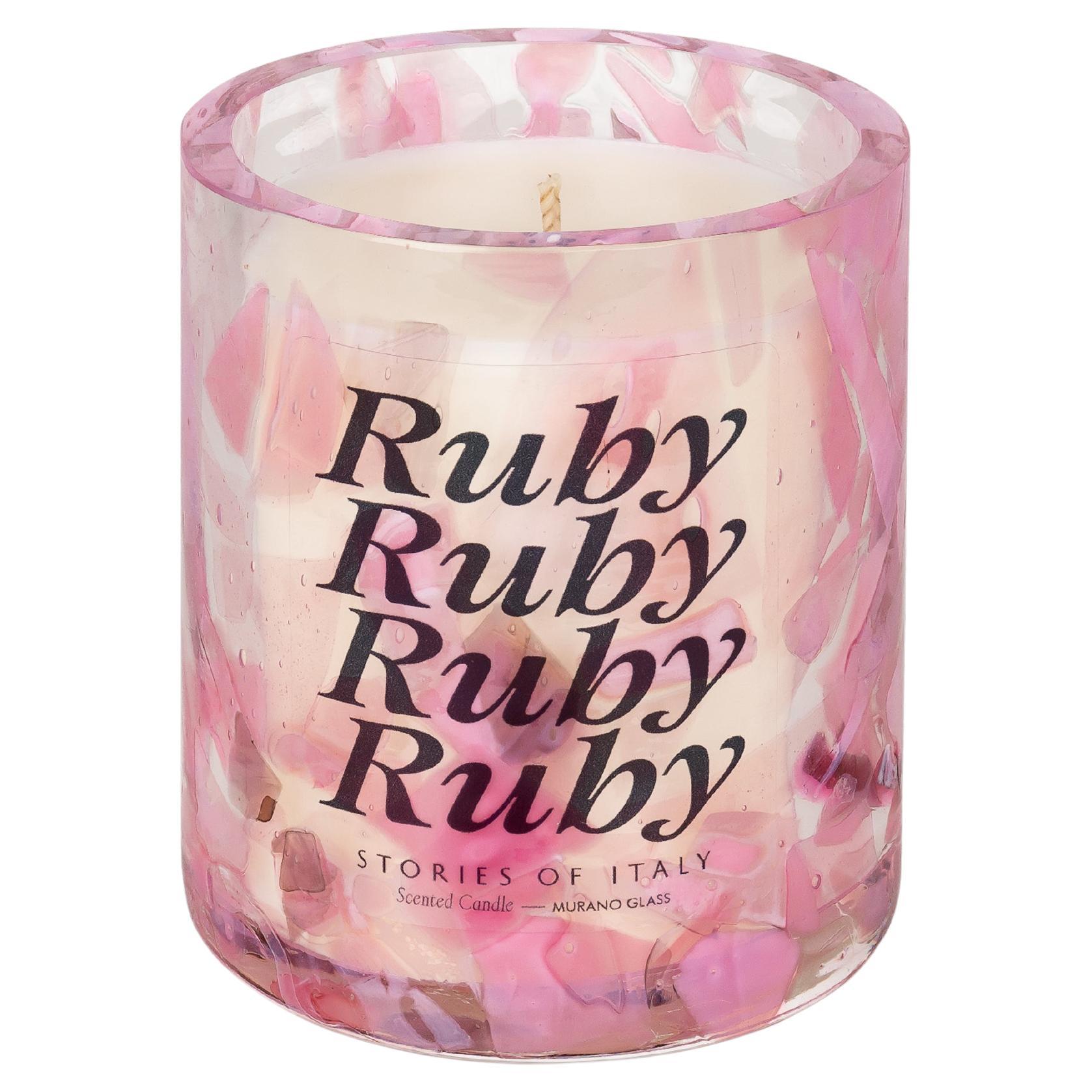 Vela de Cristal de Murano Acuarela Rubí by Stories Of Italy en venta