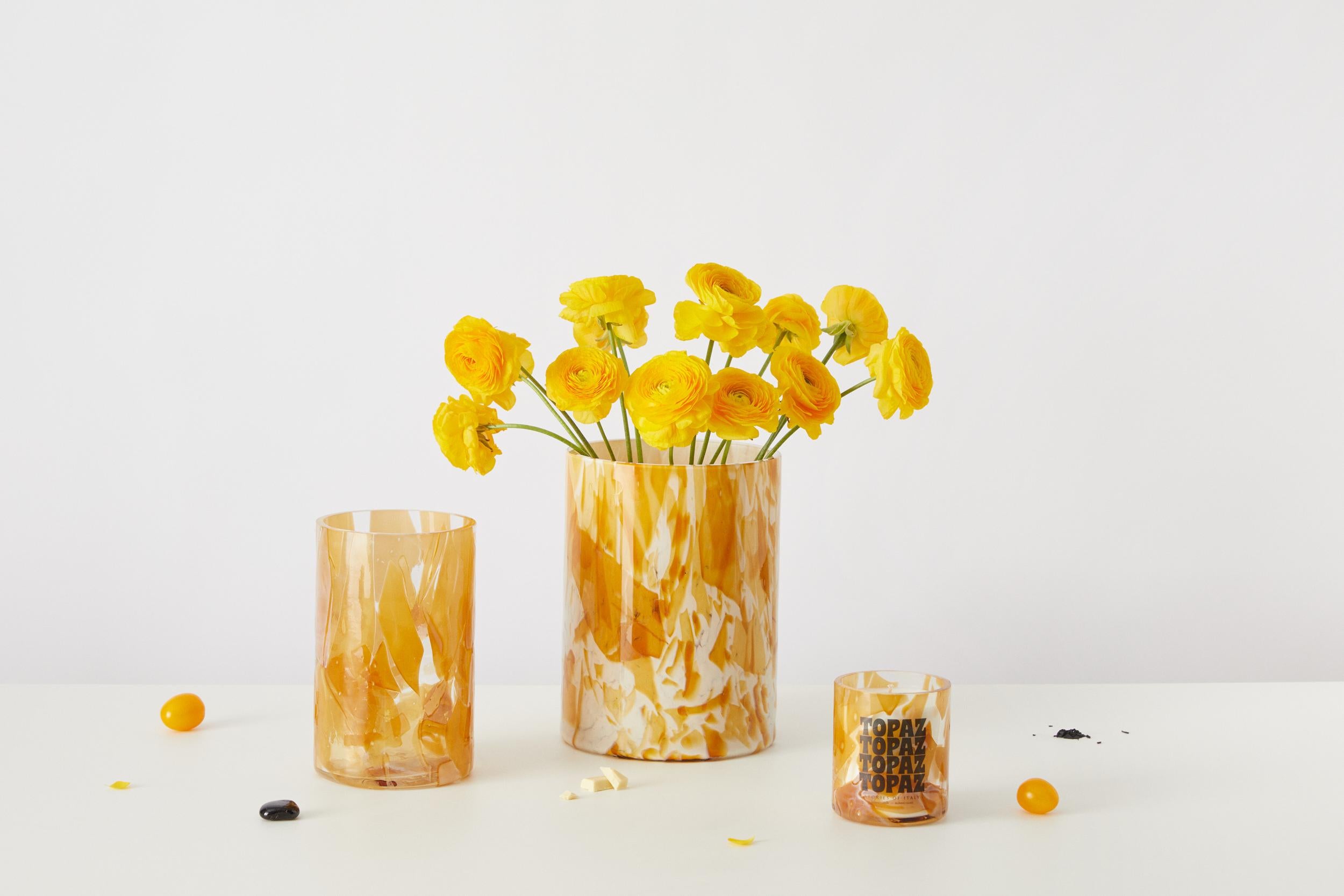 Fait main Bougie topaze en verre de Murano par Stories of Italy en vente