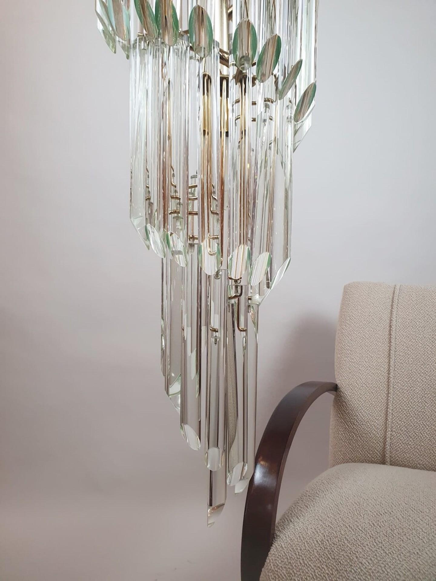 Lampadario a cascata in vetro di Murano
