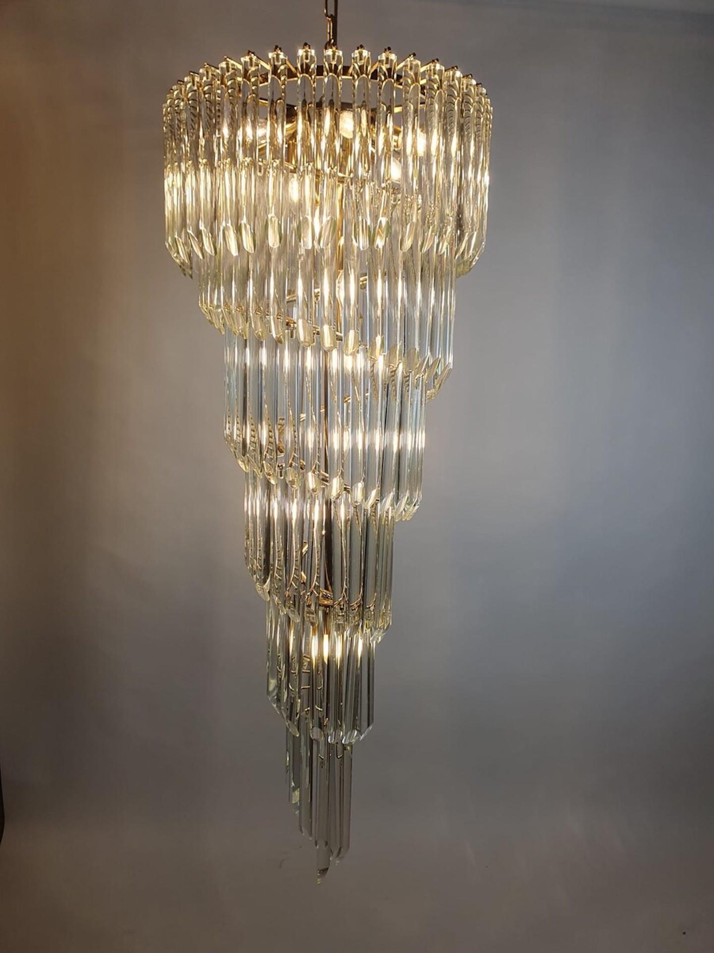 Lampadario a cascata in vetro di Murano in vendita 2