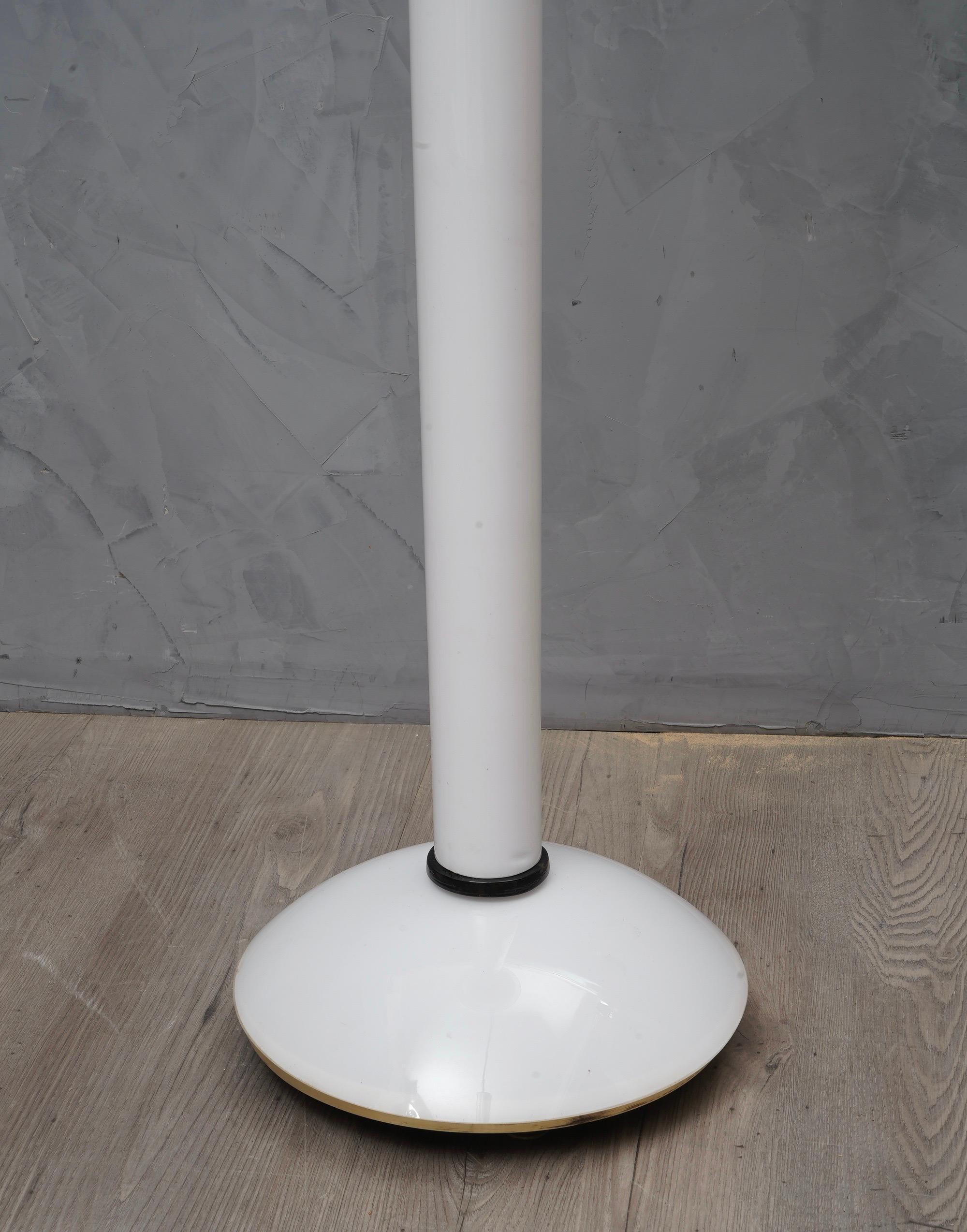Metal Murano Art Glass White and Black Midcentury Floor Lamp, 1950 For Sale