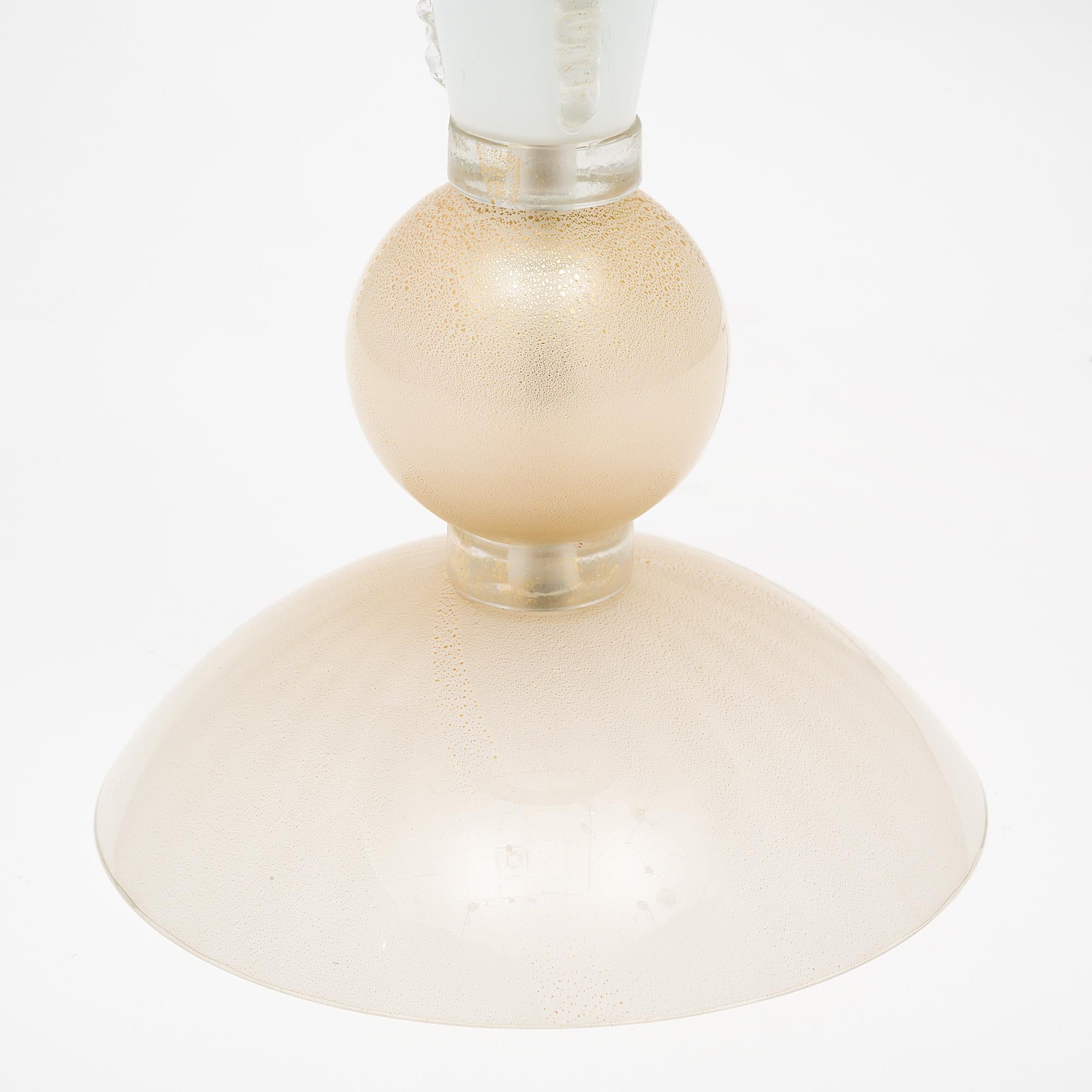 Contemporary Murano Glass White and Gold Lamps