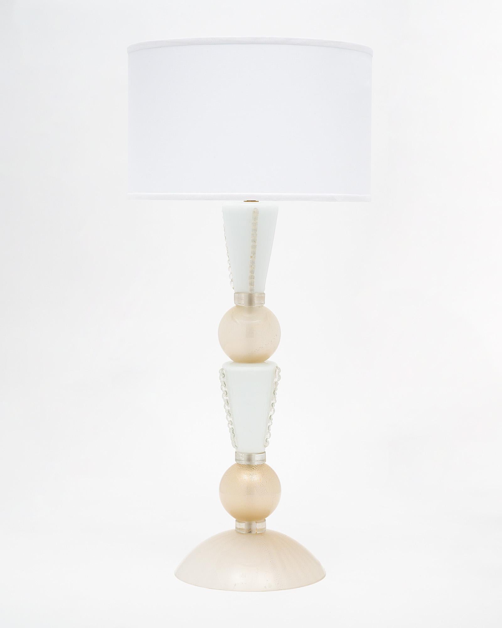Murano Glass White and Gold Lamps 1