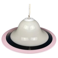 Murano glass white and pink pendant lamp Italy 1970s 