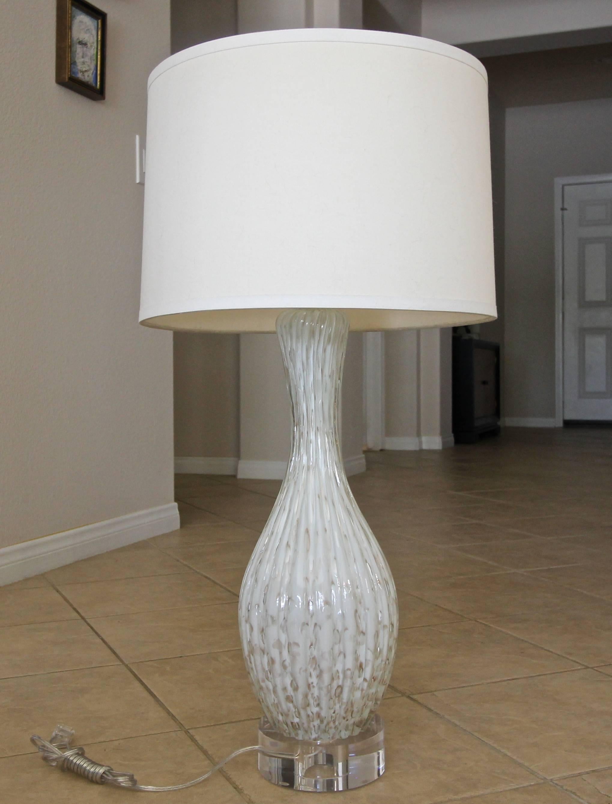 Murano Glass White Aventurine Table Lamp 5