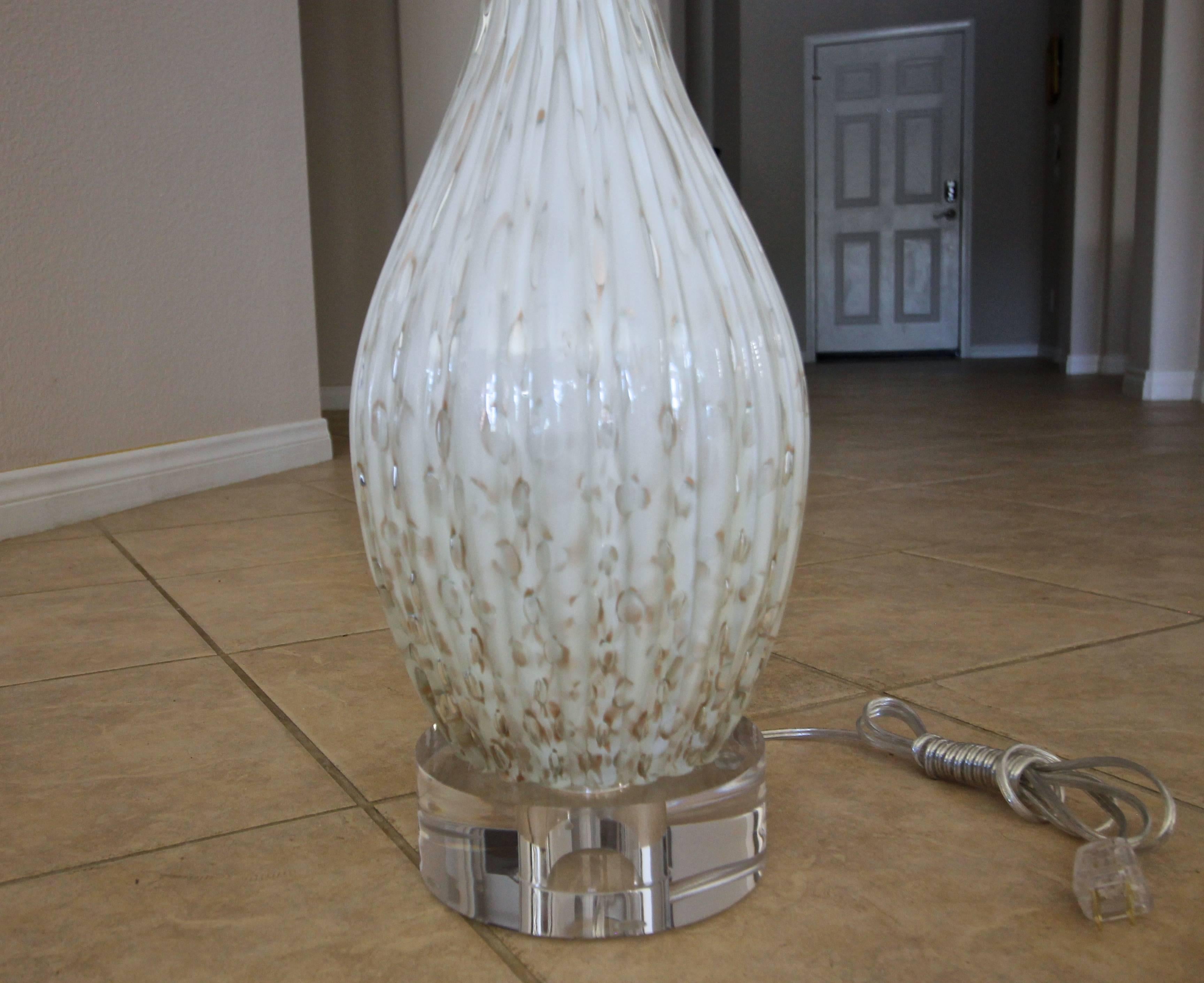 Murano Glass White Aventurine Table Lamp 6
