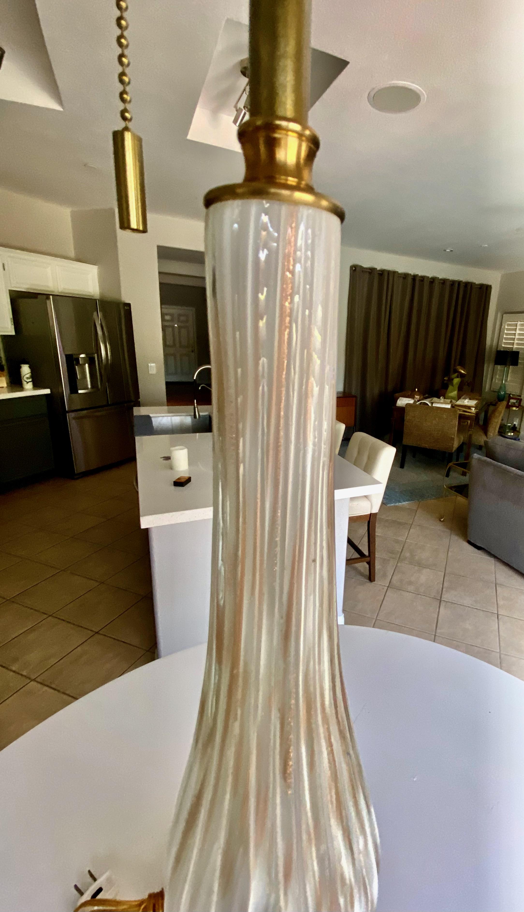 Murano Glass White & Aventurine Table Lamp For Sale 6