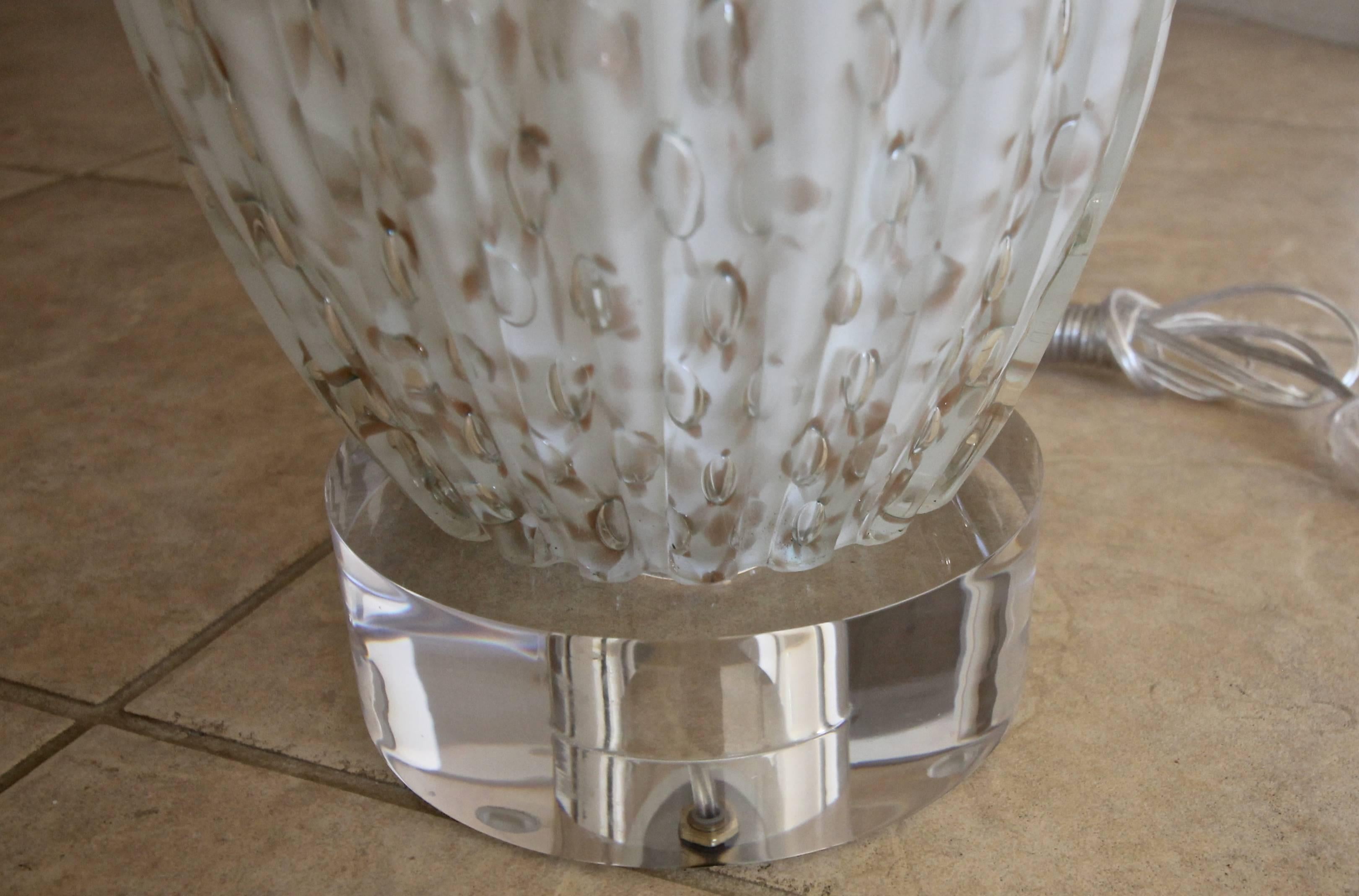 Murano Glass White Aventurine Table Lamp 1