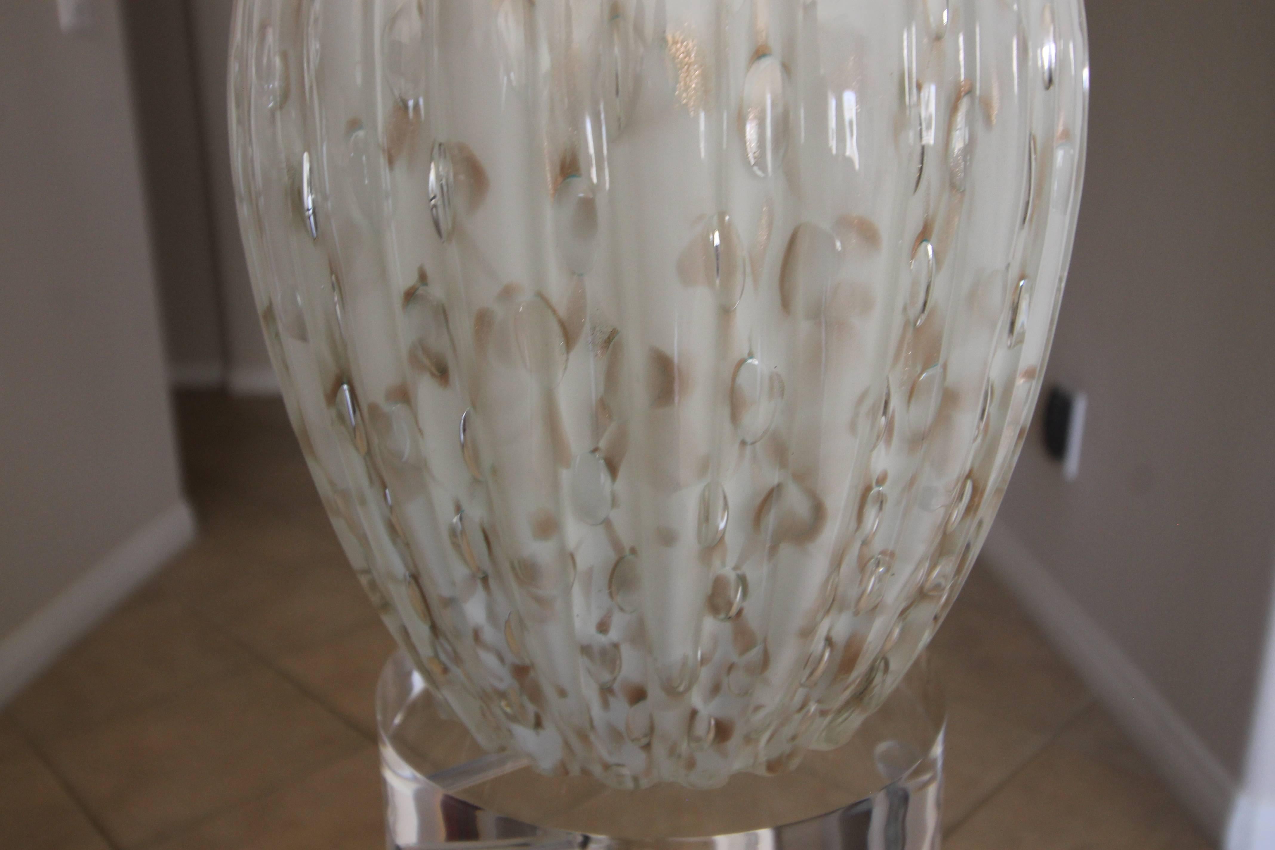 Murano Glass White Aventurine Table Lamp 3