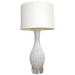 Murano Glass White Aventurine Table Lamp