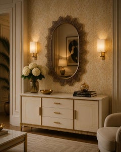 Appliques murales Art déco en verre de Murano blanc et laiton, 2020