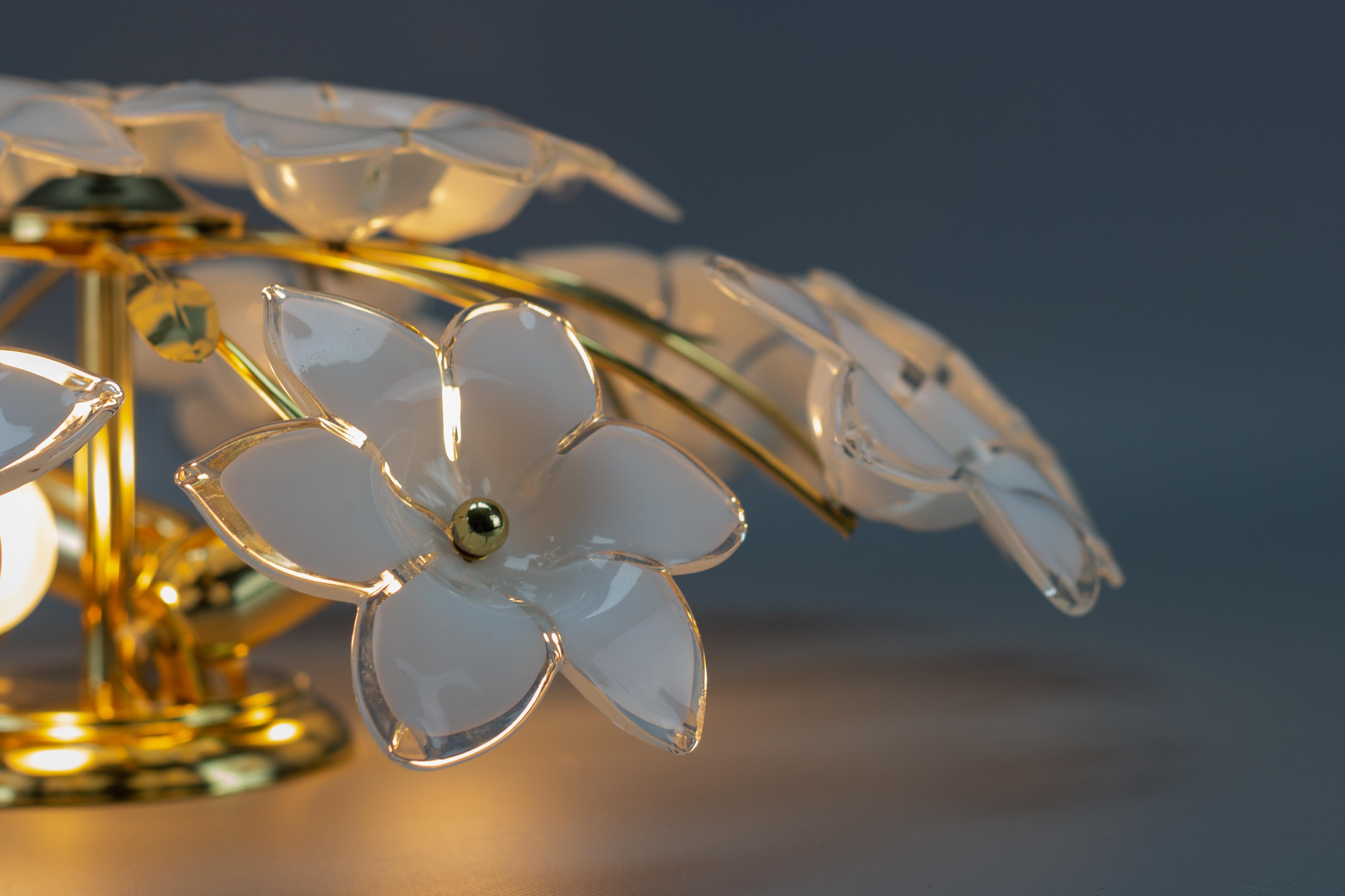 Murano Glass White Flower Ceiling Light or Chandelier by Honsel Leuchten, 1970s 5