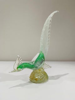 Dino Martens, verre de Murano blanc, vert et or, circa 1950