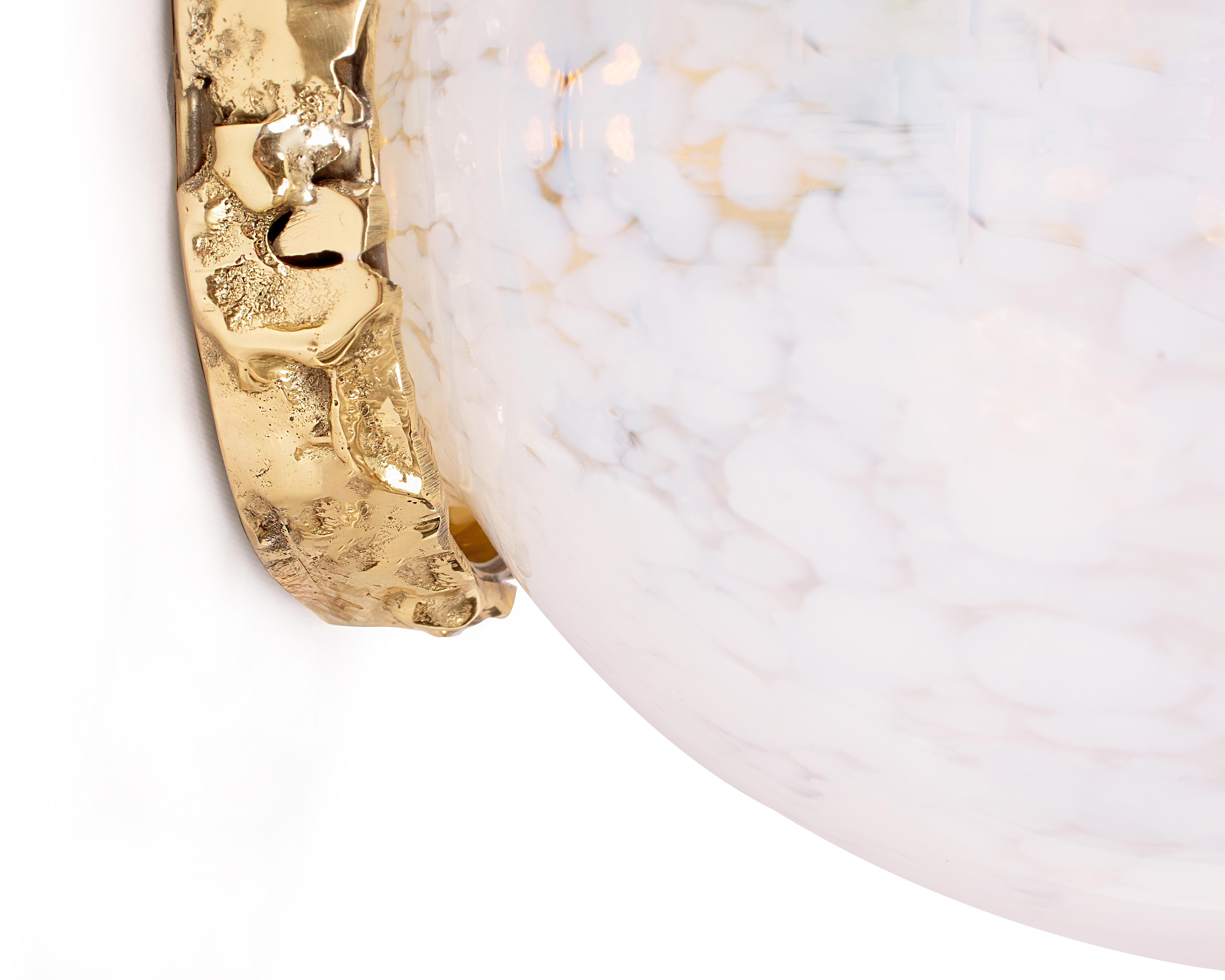 Italian Murano Glass White Opaline Crown Wall Lamp by Stories of Italy For Sale