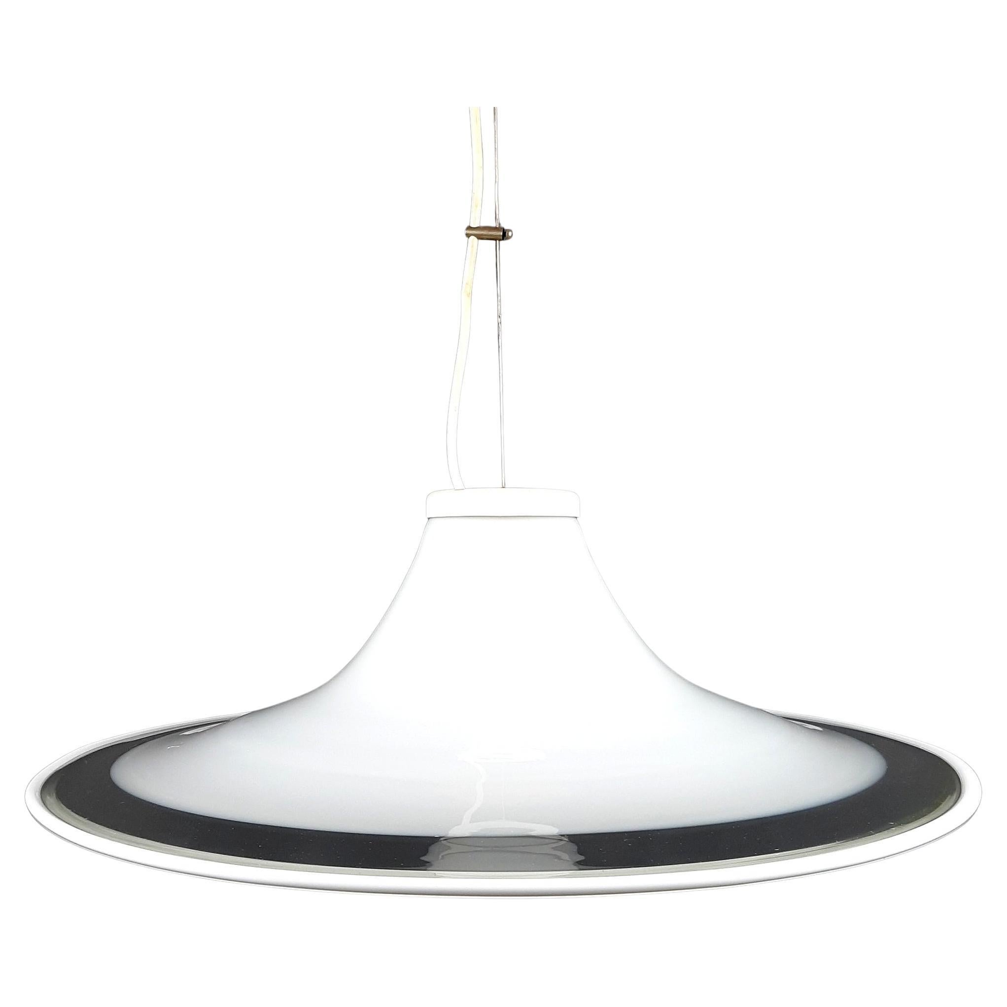 Lampada a sospensione in vetro di Murano bianco Italia anni '70 in vendita