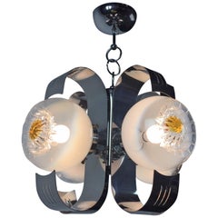 Murano Glass with Chrome Chandelier by A.V. Mazzega, Italy, 1970s