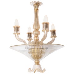 Murano Glass with Gold Inclusions Chandelier by Barovier & Toso, Italy