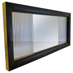 Murano Glass Wood and Brass Midcentury Italian Wall Mirror, 1930