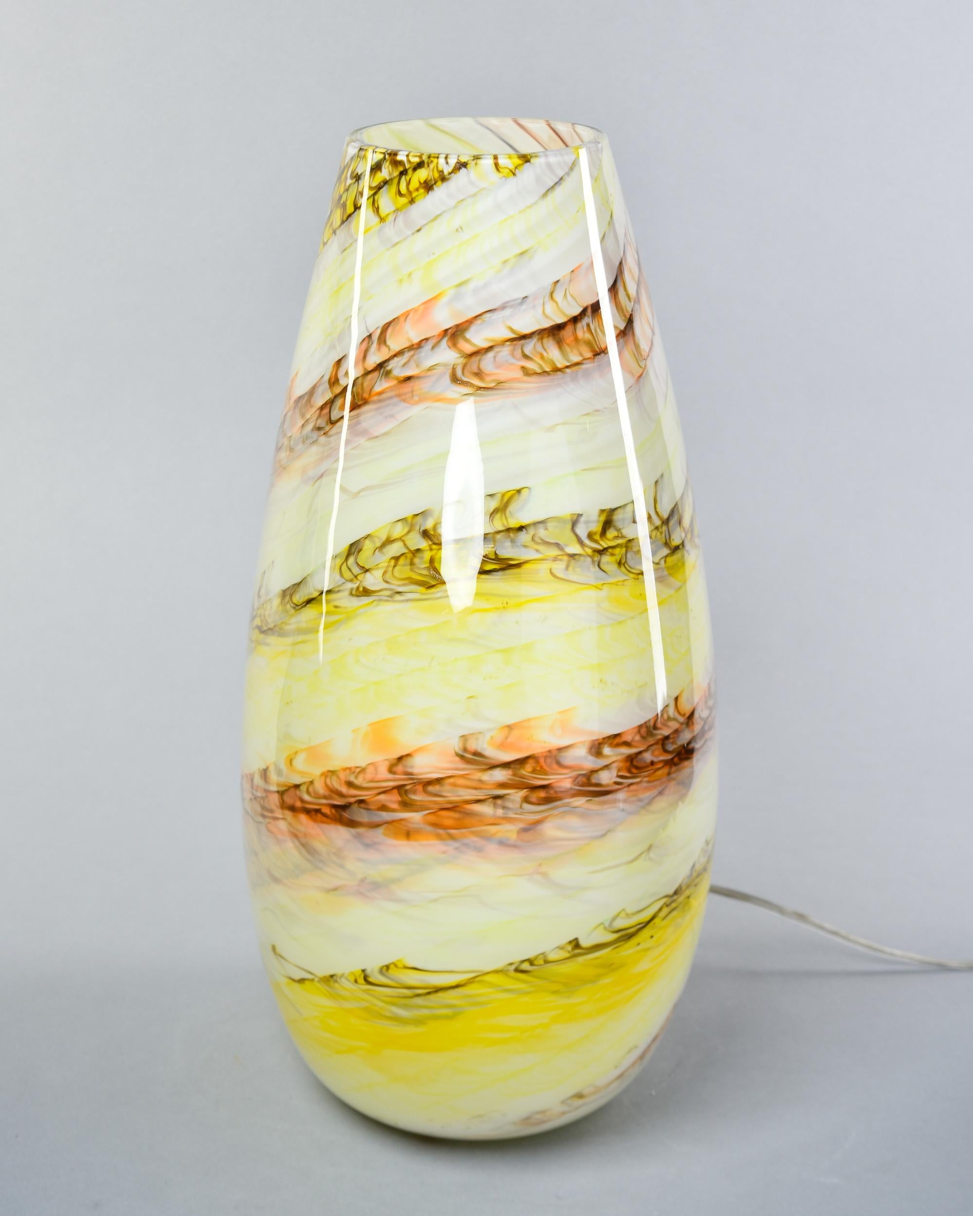 Murano Glass Yellow Banded Vase Style Table Lamp For Sale 1