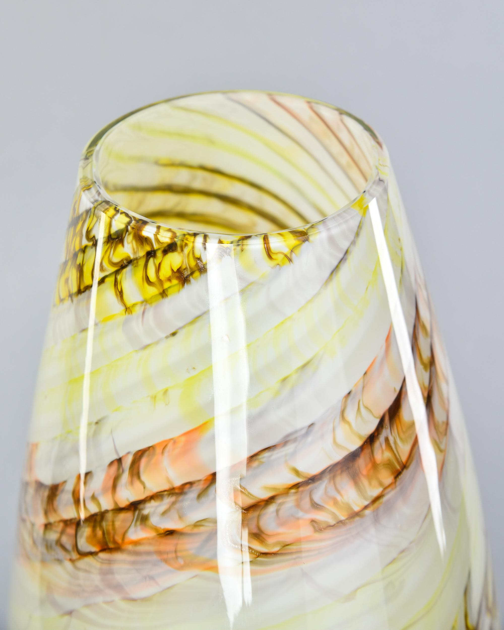 Murano Glass Yellow Banded Vase Style Table Lamp For Sale 2