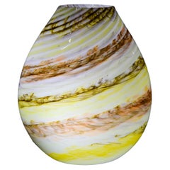 Lampe de bureau en verre de Murano à bandes jaunes de style vase