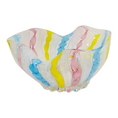 Murano Glass Zanfirico Latticino Fazzoletto Bowl