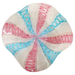 Murano Glass Zanfirico Latticino ribbon glass bowl, Salviati suspected