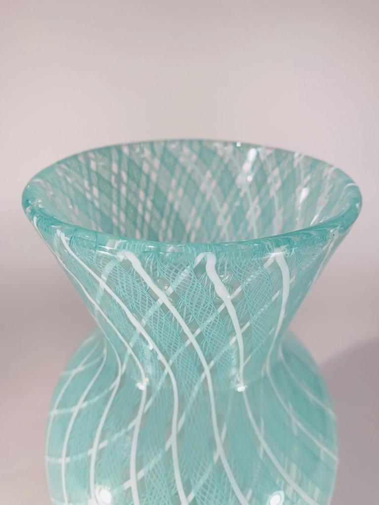 Other Murano glass zanfirico vase bicolor circa 1950 For Sale