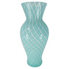 Murano Glas Zanfirico Vase bicolor um 1950