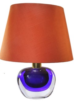 Murano Globe-Shaped Lamp Cobalt Blue with a Dramatic Jewel-Like Effect