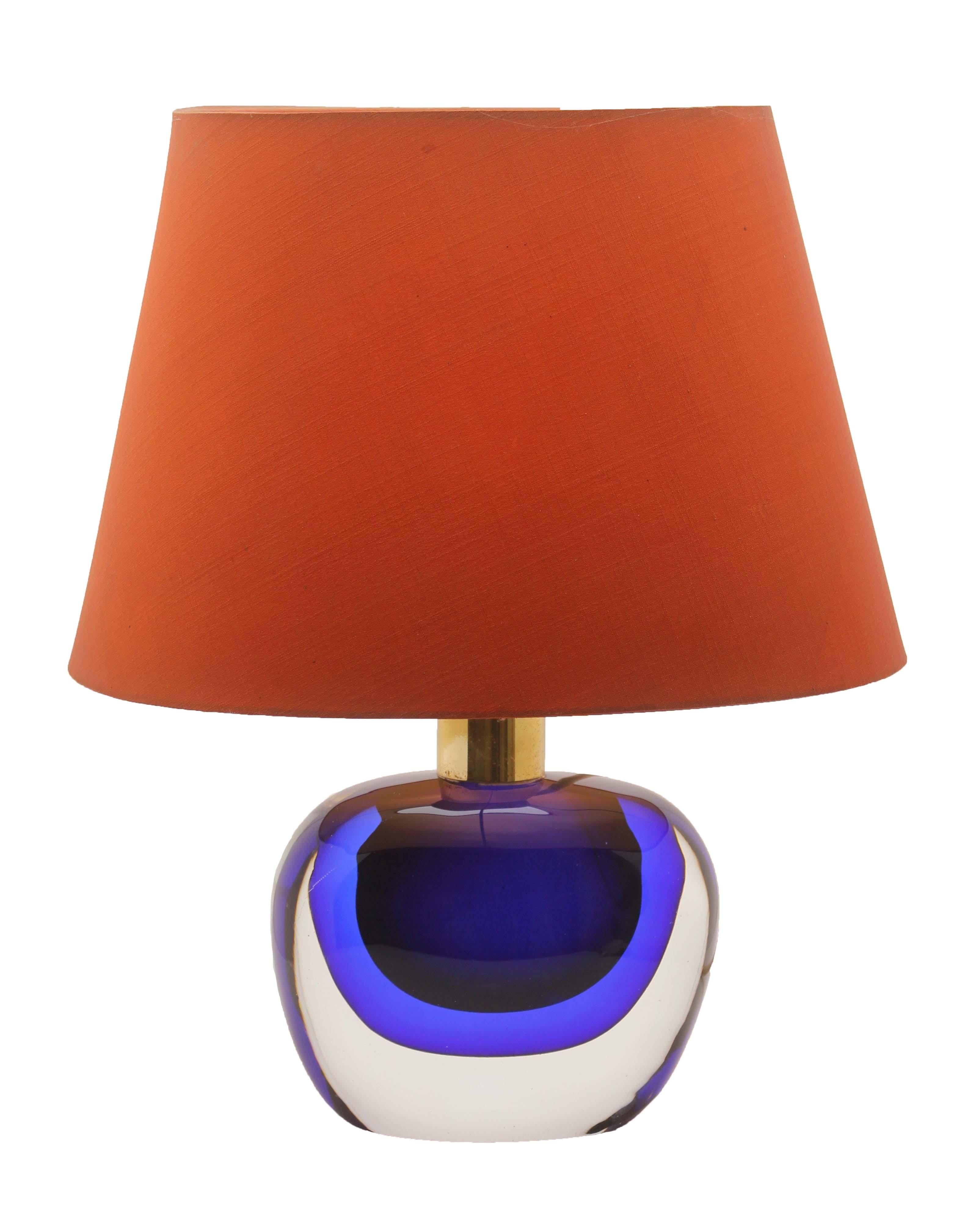 Mid-Century Modern Murano Globe-Shaped Lamp Cobalt Blue with a Dramatic Jewel-Like Effect