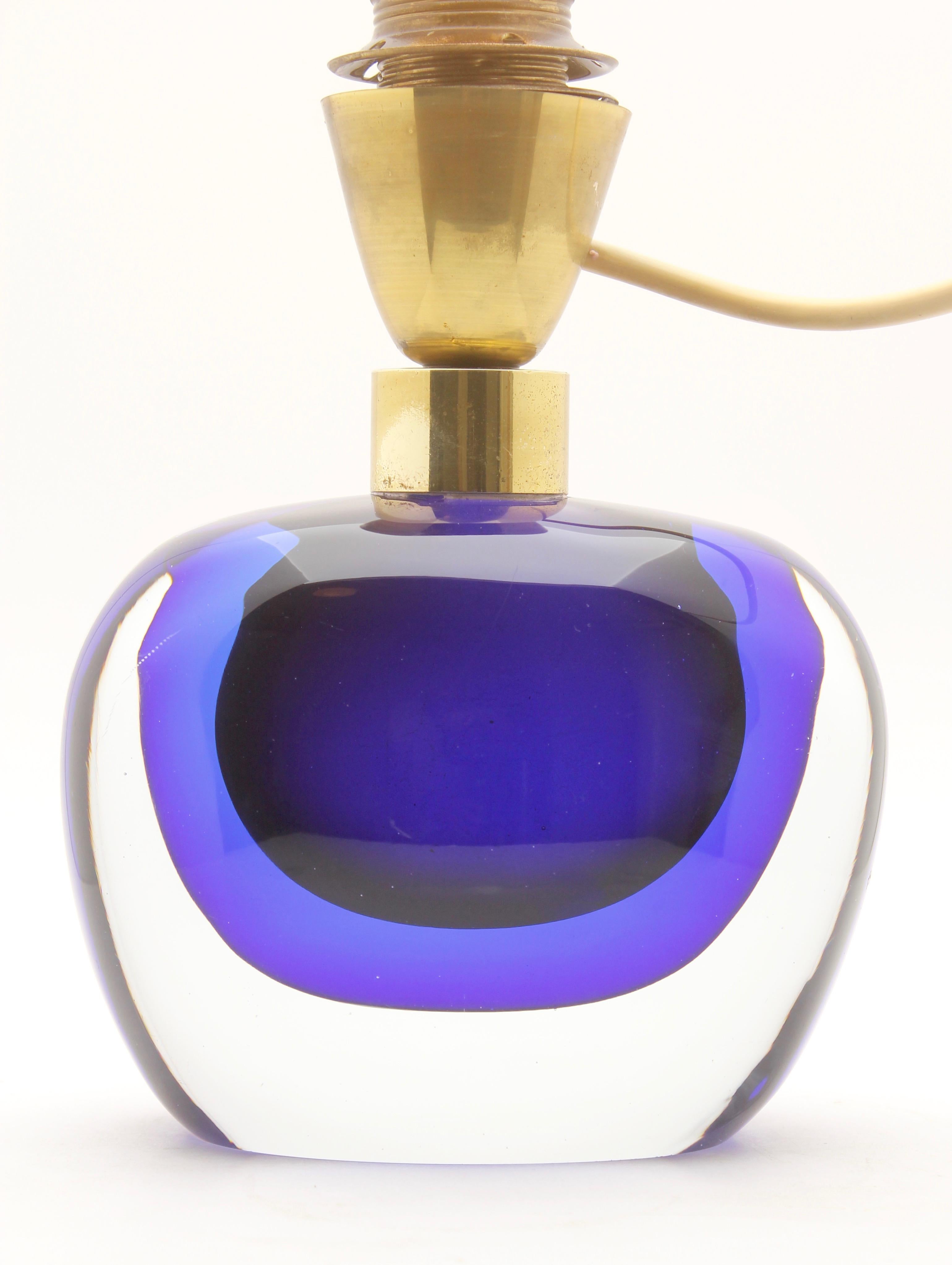 Italian Murano Globe-Shaped Lamp Cobalt Blue with a Dramatic Jewel-Like Effect