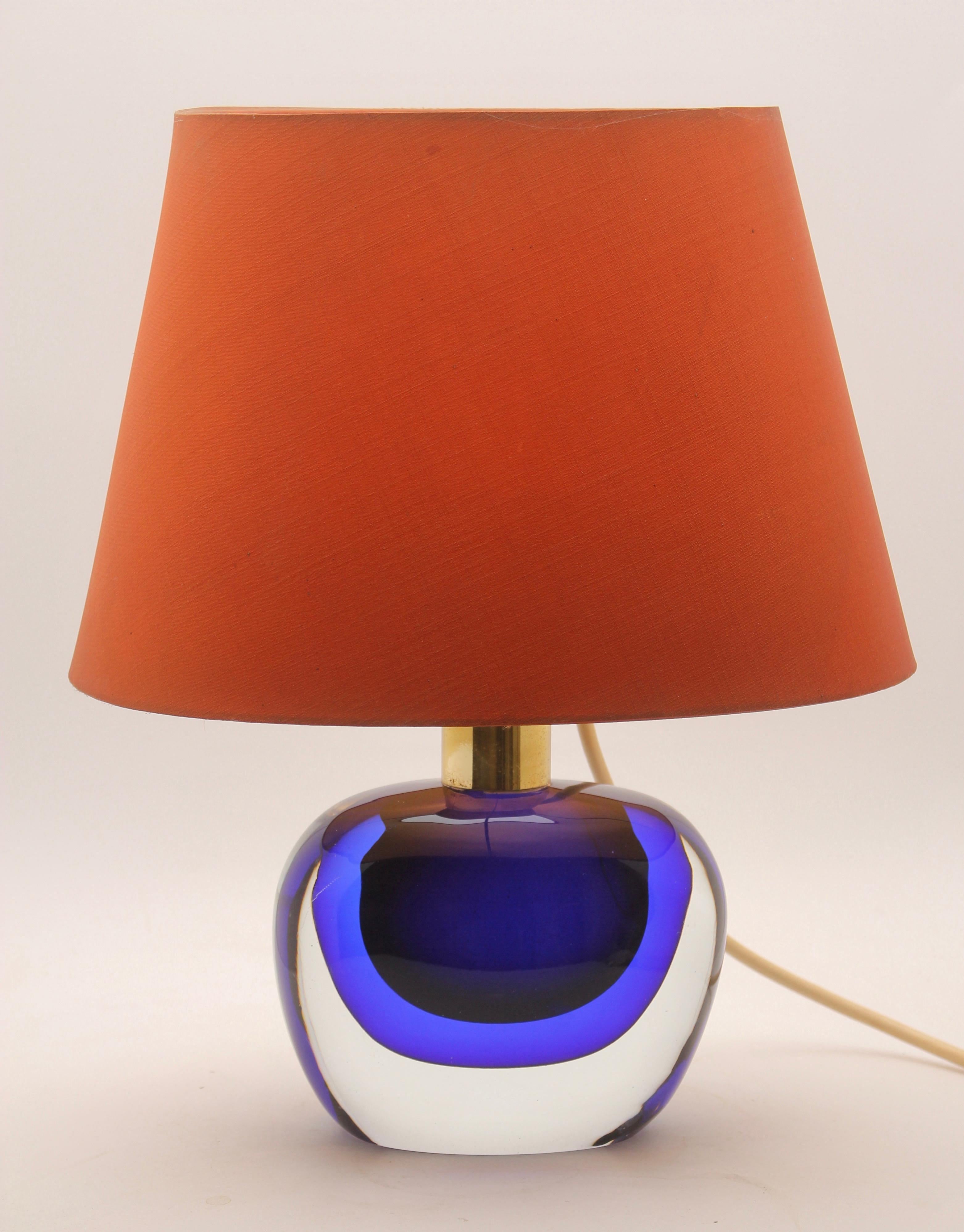 Murano Globe-Shaped Lamp Cobalt Blue with a Dramatic Jewel-Like Effect 1