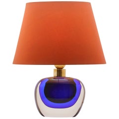 Murano Globe-Shaped Lamp Cobalt Blue with a Dramatic Jewel-Like Effect