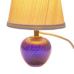 Murano Globe-Shaped Lamp Cobalt Blue with Aventurine 'Gold Metal' and Bullicante