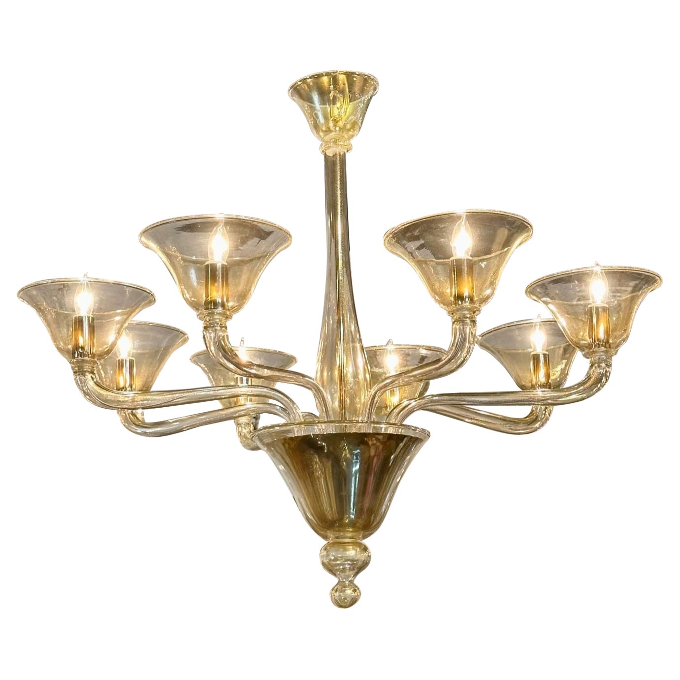 Lustre à 8 bras en or de Murano