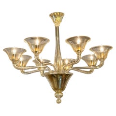 Lustre à 8 bras en or de Murano