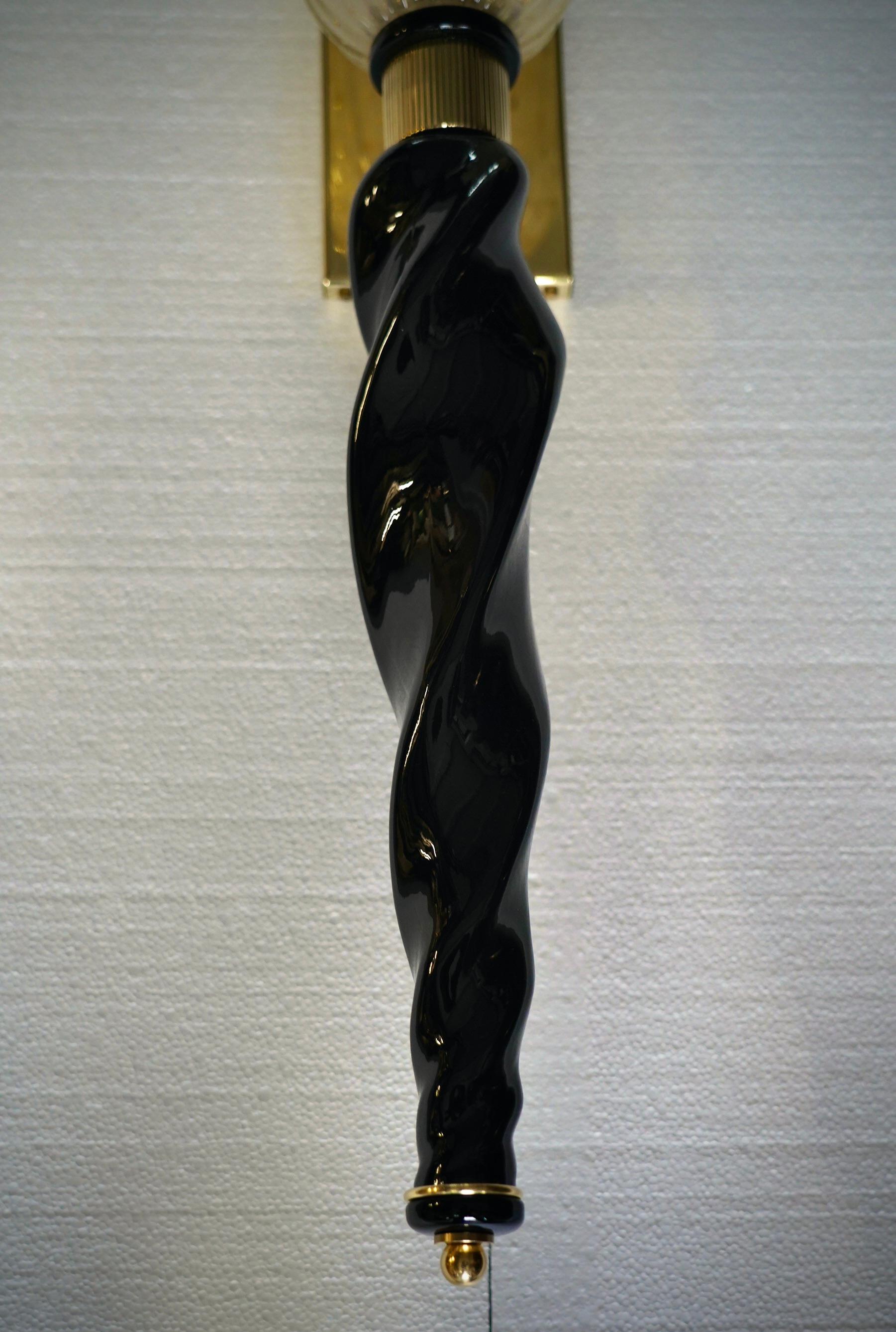XXI secolo e contemporaneo Applique e lampade da parete in vetro color oro e nero di Murano, 2020 in vendita