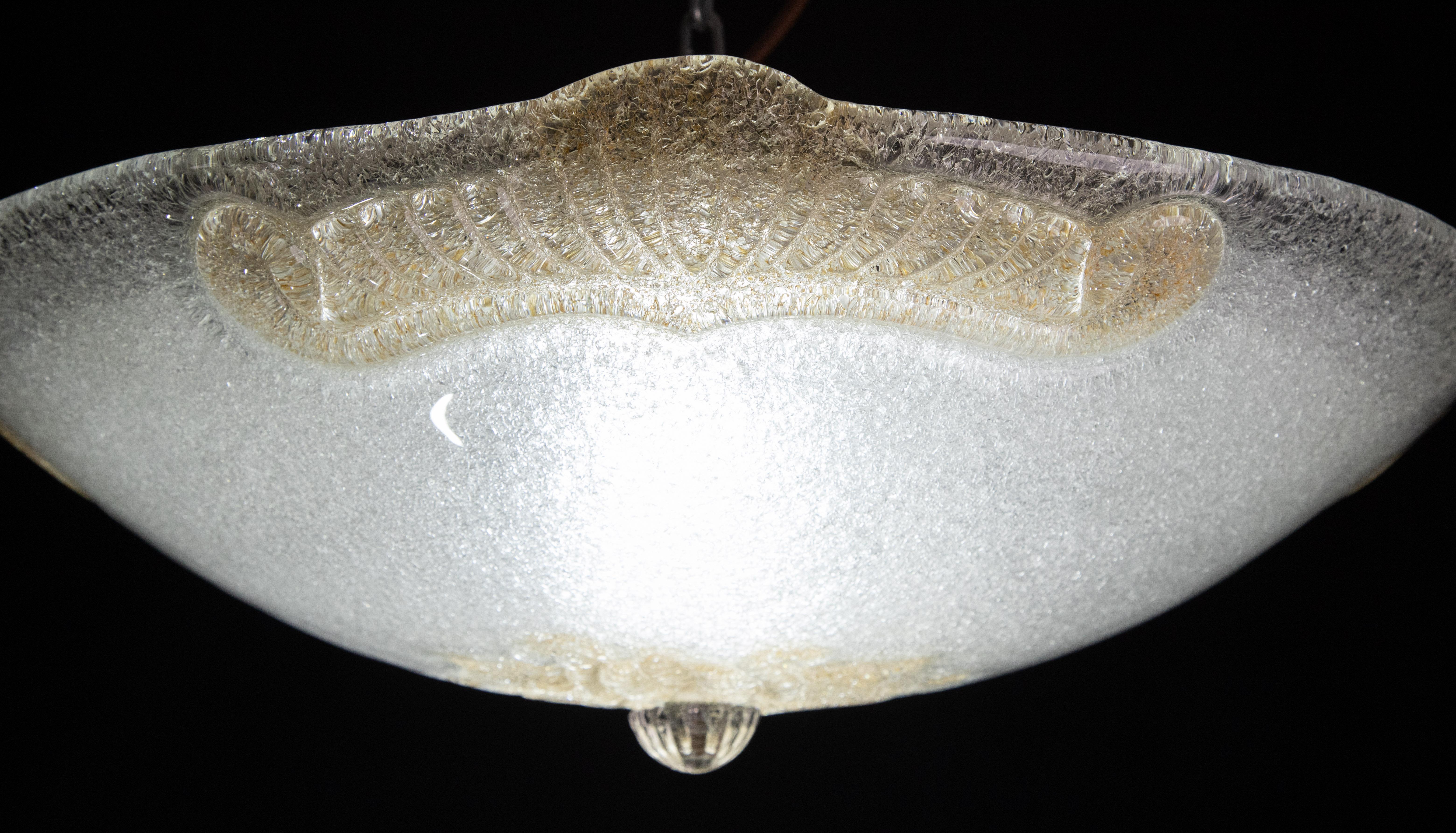 Murano Gold and Trasparent Ceiling Light, 1970 In Good Condition For Sale In Roma, IT