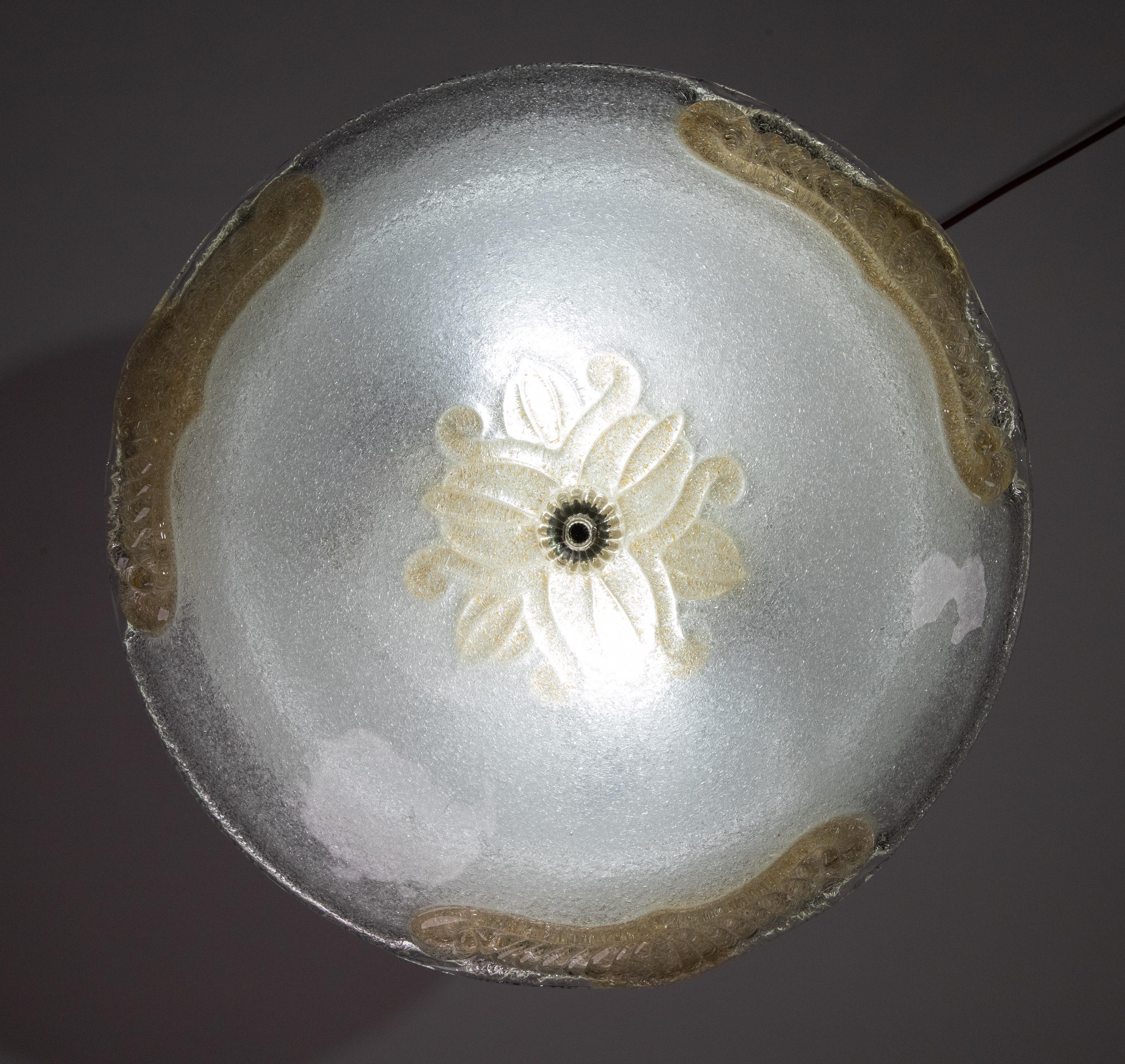 Murano Gold and Trasparent Ceiling Light, 1970 For Sale 1