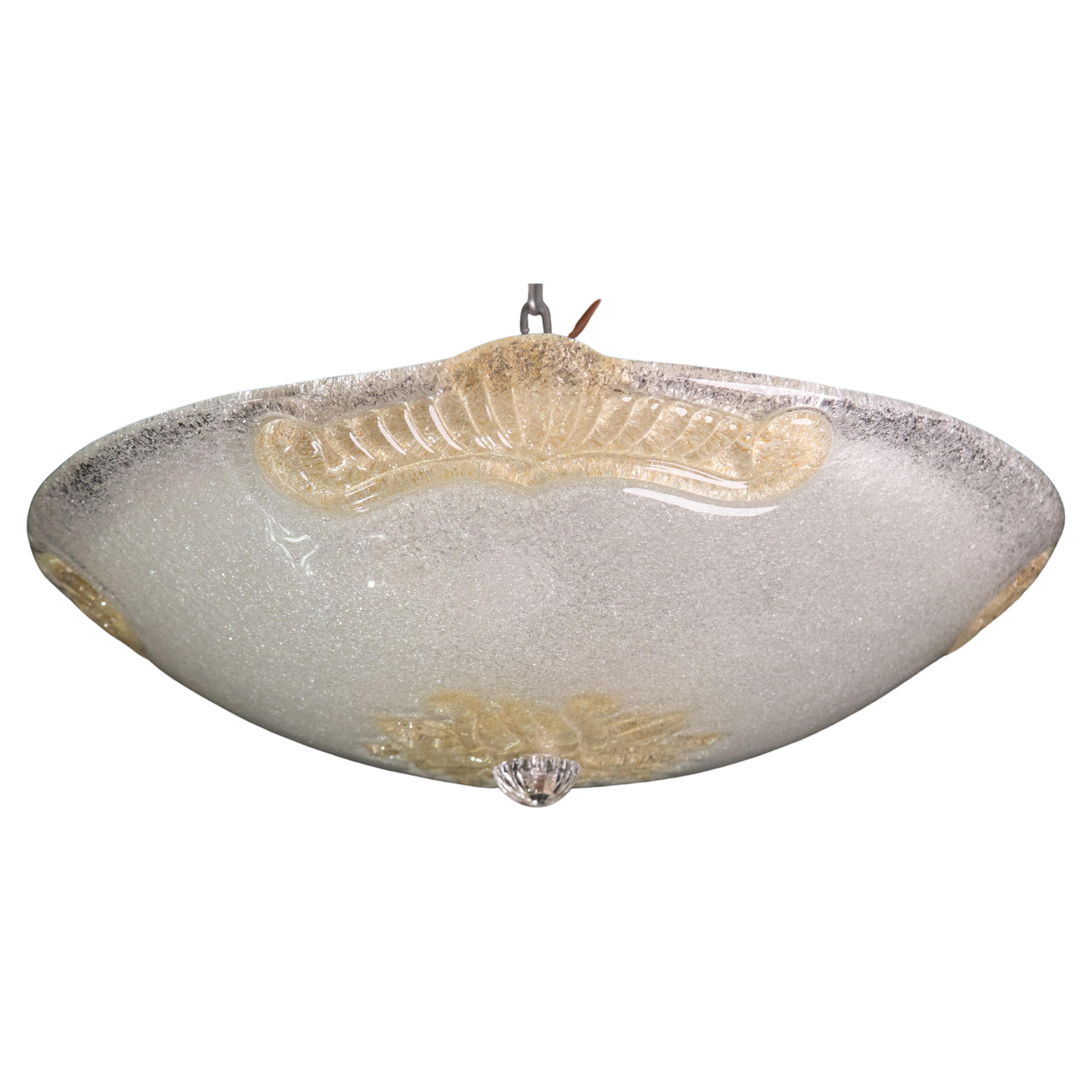 Murano Gold and Trasparent Ceiling Light, 1970 For Sale