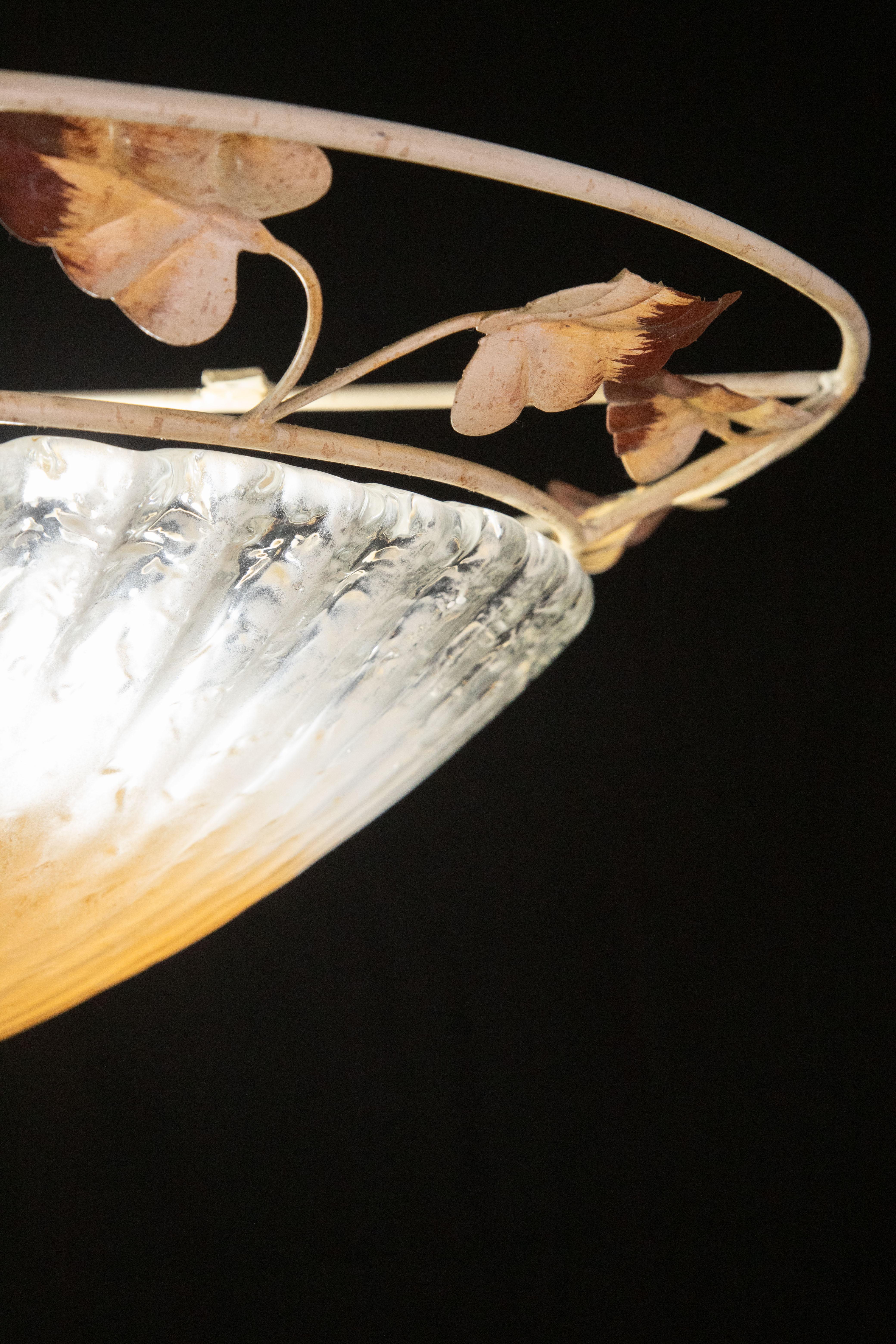 Murano Gold and Trasparent Ceiling Light with iron structure, 1970 In Good Condition For Sale In Roma, IT