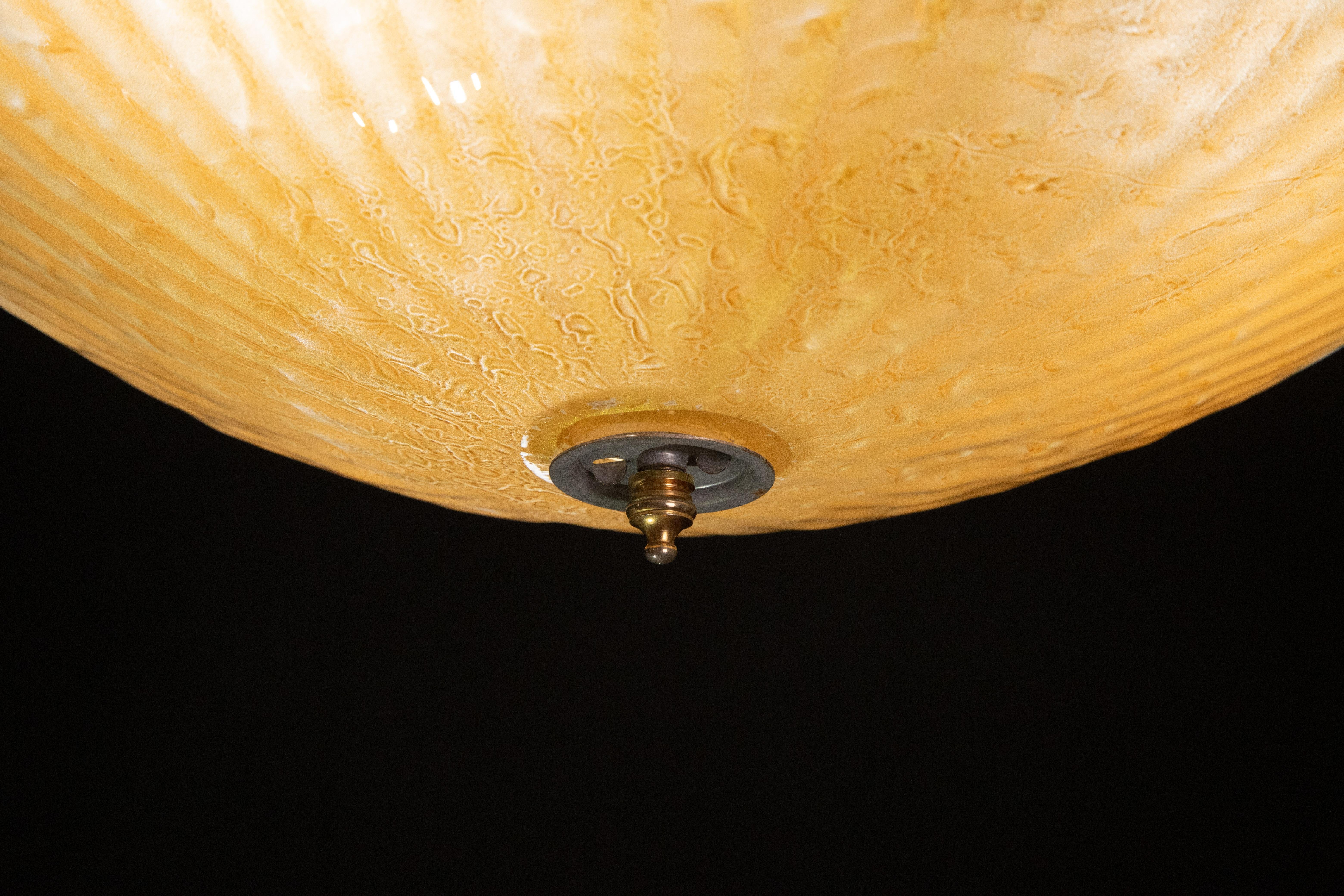 Late 20th Century Murano Gold and Trasparent Ceiling Light with iron structure, 1970 For Sale