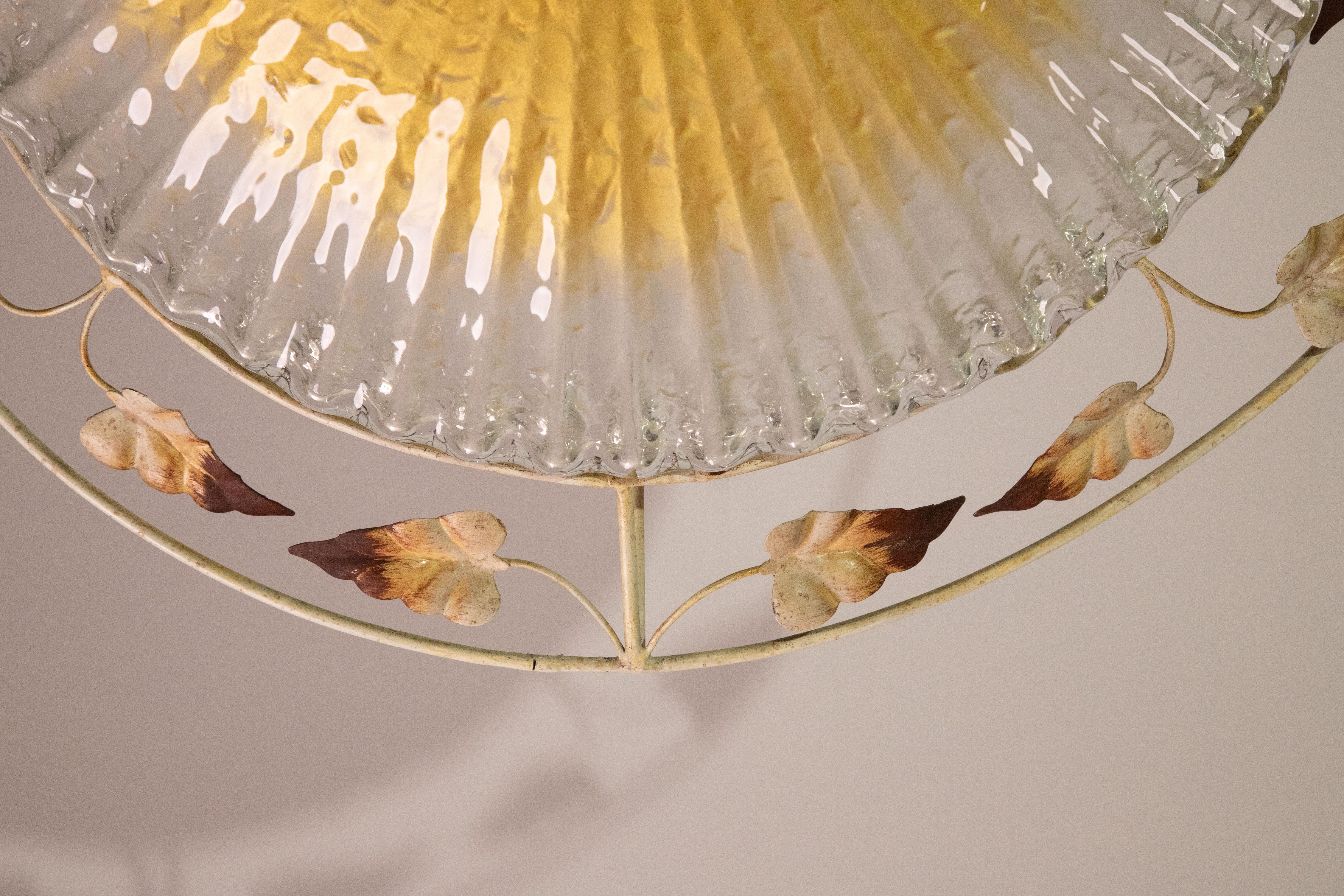 Murano Gold and Trasparent Ceiling Light with iron structure, 1970 For Sale 3