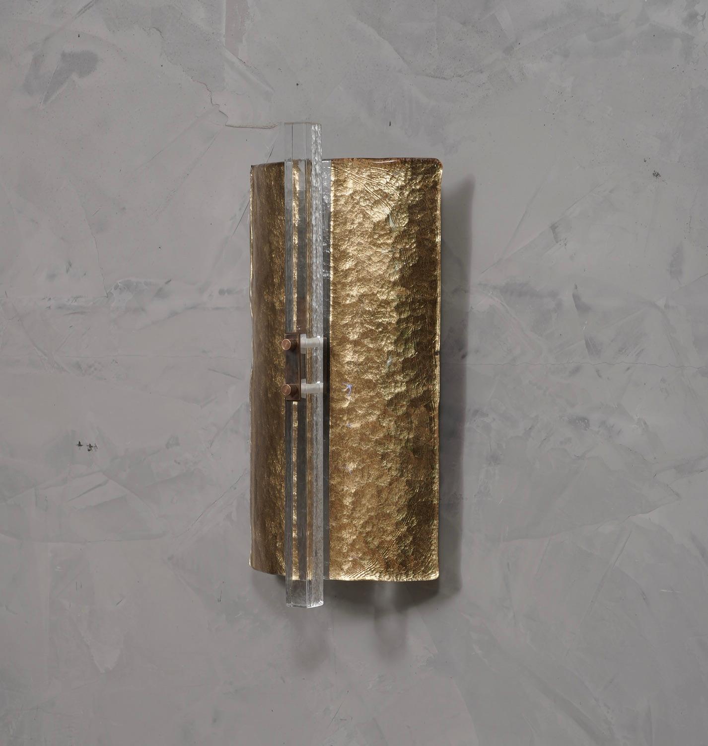 Murano-Gold-Kunstglas-Wandleuchte aus der Mitte des Jahrhunderts, 1990 im Zustand „Gut“ im Angebot in Rome, IT