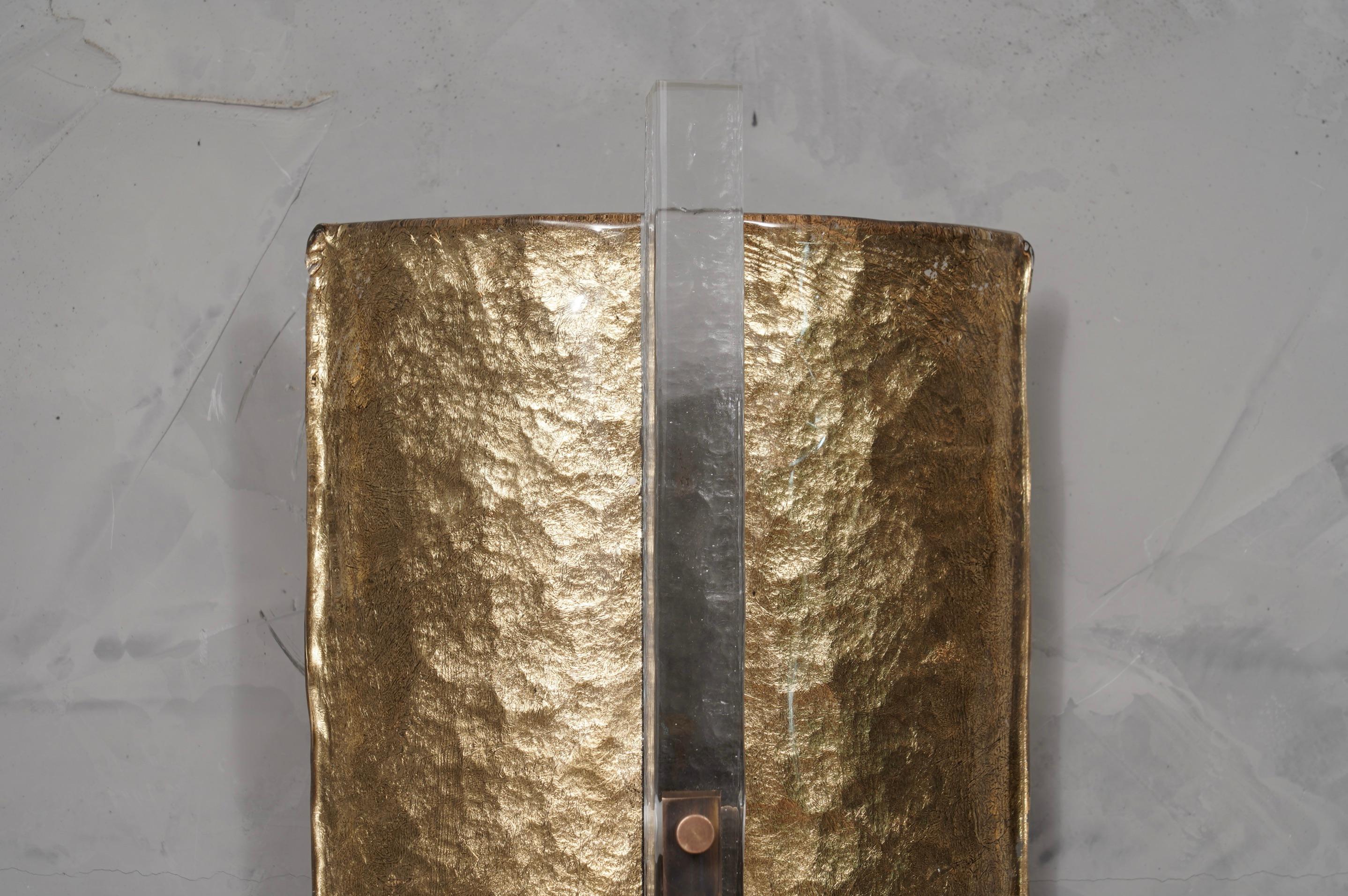 Murano-Gold-Kunstglas-Wandleuchte aus der Mitte des Jahrhunderts, 1990 (Ende des 20. Jahrhunderts) im Angebot